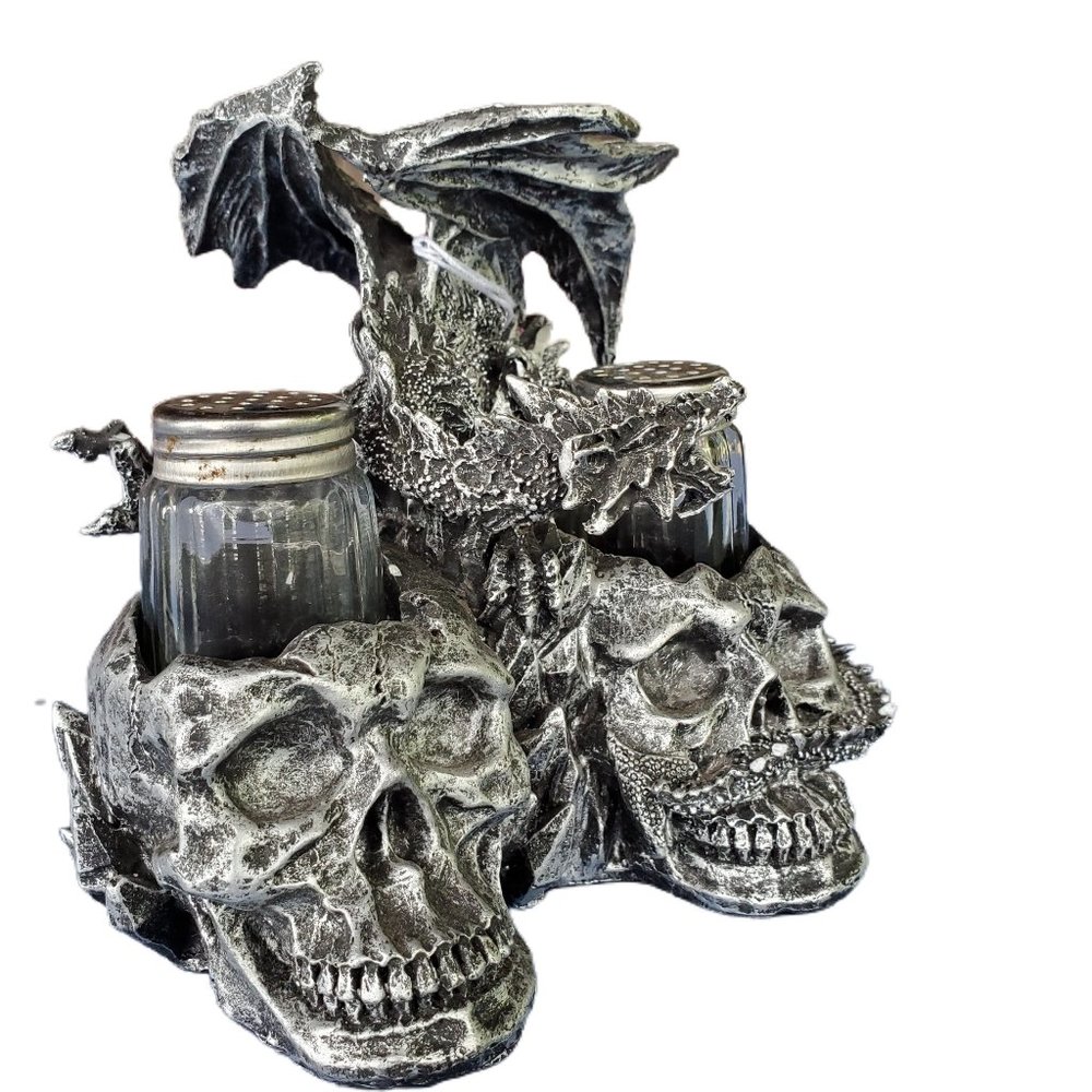 Goth Dragon Skull Salt and Pepper Shakers
